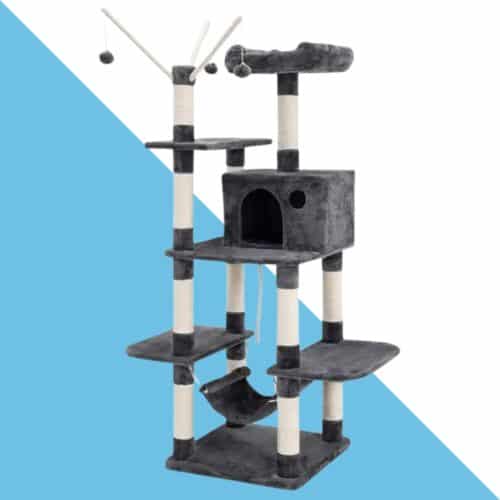 מתקן גירוד איכותי עם ערסל + בית ומקומות מנוחה אפור 152 ס"מ