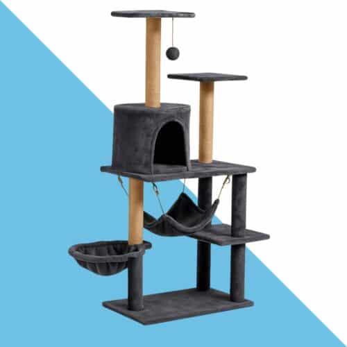 מתקן גירוד 3 קומות עם בית ערסל ומקום רביצה – אפור | 130 ס"מ | JY845