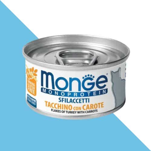 מונג' מעדן לחתול מונו פרוטאין פתיתי הודו וגזר | 80 גרם Monge