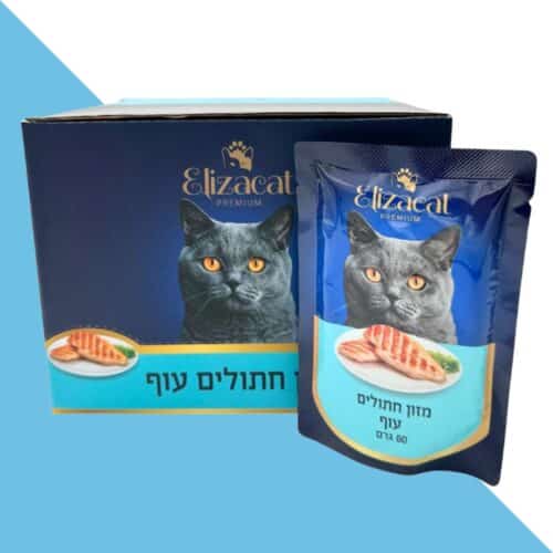 מארז 24 יח' אליזקט פרימיום פאוץ לחתול | עוף 80 גרם