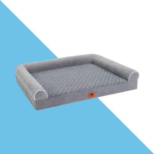 מיטה אורטופדית מפנקת עם מסגרת תומכת לכלב - אפור 76/51 ס"מ