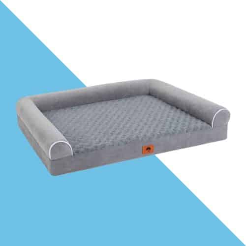 מיטה אורטופדית מפנקת עם מסגרת תומכת לכלב - אפור 91/68 ס"מ