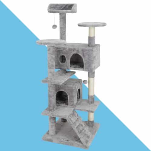 מתקן גירוד עם סולם ו-2 בתים אפור בהיר | 150/50/50 ס"מ | VCT002