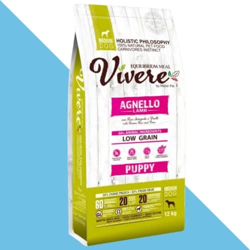 ויורה מזון הוליסטי מופחת דגנים לגורי כלבים מגזע בינוני- כבש 12 ק"ג Vivere