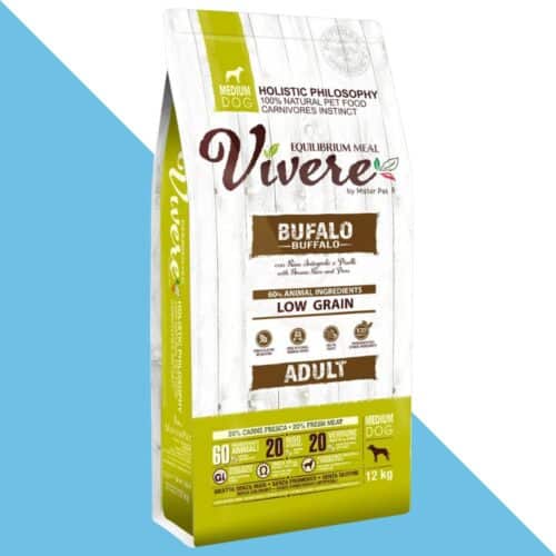 ויורה מזון הוליסטי מופחת דגנים לכלב בוגר מגזע בינוני- באפלו 12 ק"ג Vivere