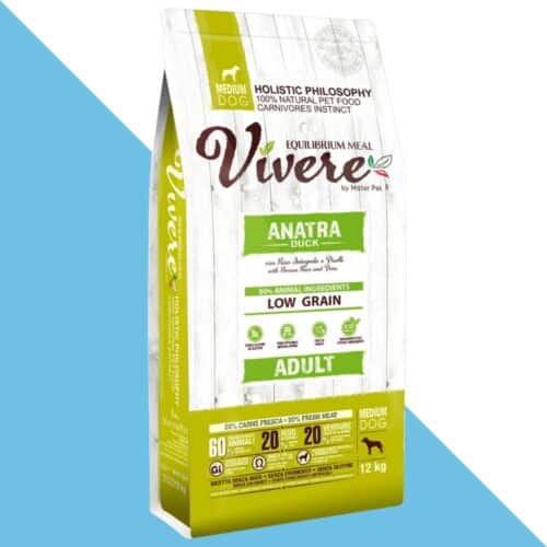 ויורה מזון הוליסטי מופחת דגנים לכלב בוגר מגזע בינוני- ברווז 12 ק"ג Vivere