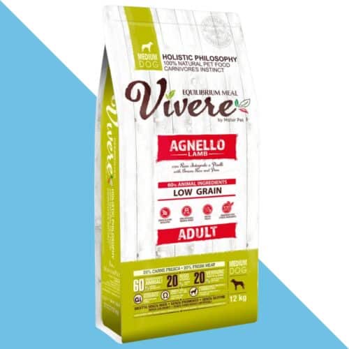 ויורה מזון הוליסטי מופחת דגנים לכלב בוגר מגזע בינוני- כבש 12 ק"ג Vivere