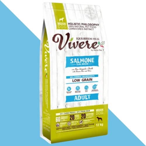 ויורה מזון הוליסטי מופחת דגנים לכלב בוגר מגזע בינוני- סלמון 12 ק"ג Vivere