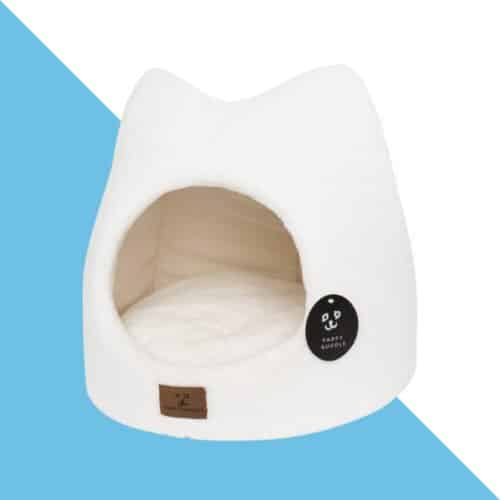 מיטת בית לחתול בצורת ראש חתול לבן 50 ס"מ