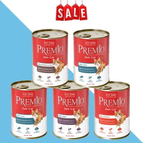 10 יח פרמיו מעדן שימור פטה לחתול מיקס טעמים 375 גרם