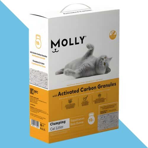 מולי חול מתגבש לחתולים עם פחם פעיל גרגיר גדול – 10 ליטר