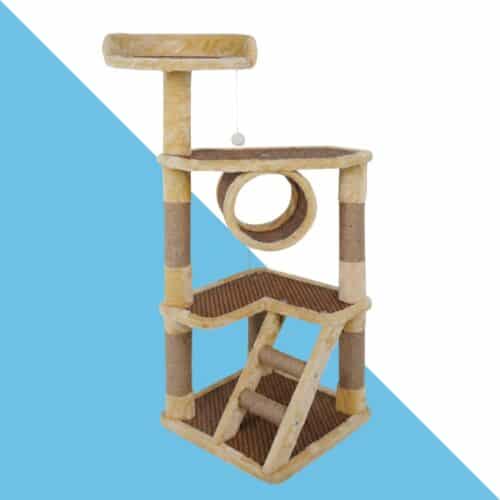 מתקן גירוד 3 קומות עם מנהרה וסולם – חום | 108/40/40 ס"מ | pcear