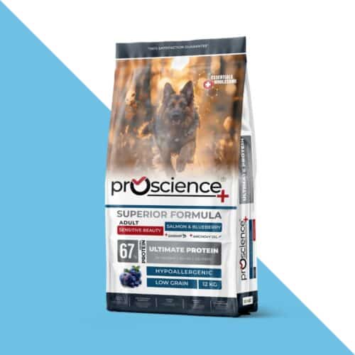 פרו סיינס סלמון ואוכמניות מזון היפואלרגני לכלב בוגר 12 ק"ג Pro science