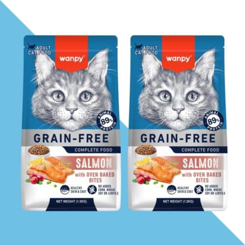 2 שקי וונפי סלמון 1.5 ק"ג מזון יבש לחתול בוגר ללא דגנים | 3 ק"ג Wanpy