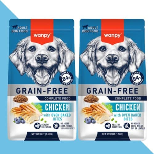 2 שקי וונפי עוף מזון יבש לכלב בוגר מכל גזע ללא דגנים | 12 ק"ג ליח' Wanpy