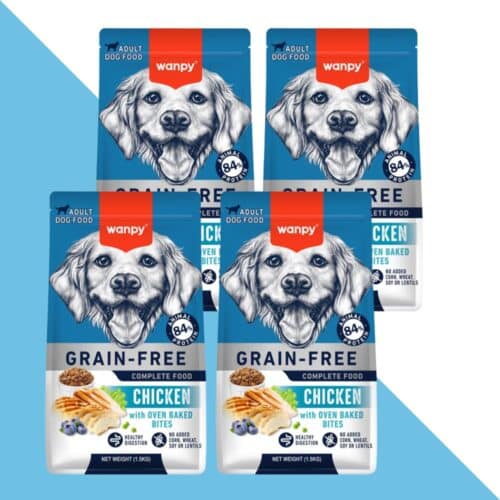 4 שקי וונפי עוף 1.5 ק"ג לכלב בוגר מכל גזע ללא דגנים | 6 ק"ג Wanpy