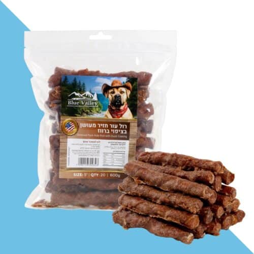 בלו וואלי גלילי עור חזיר מעושן בציפוי ברווז - 600 גרם blue valley