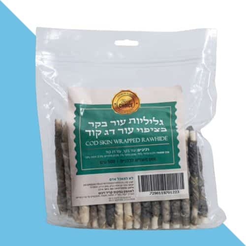 גליליות עור בקר בציפוי עור דג בקלה 500 גרם