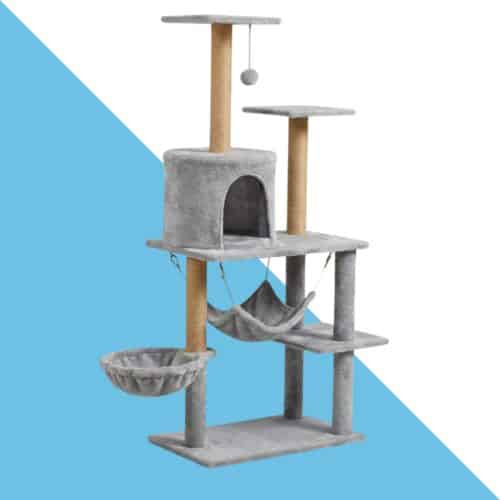 מתקן גירוד 3 קומות עם בית ערסל ומקום רביצה – אפור בהיר | 130 ס"מ | JY845