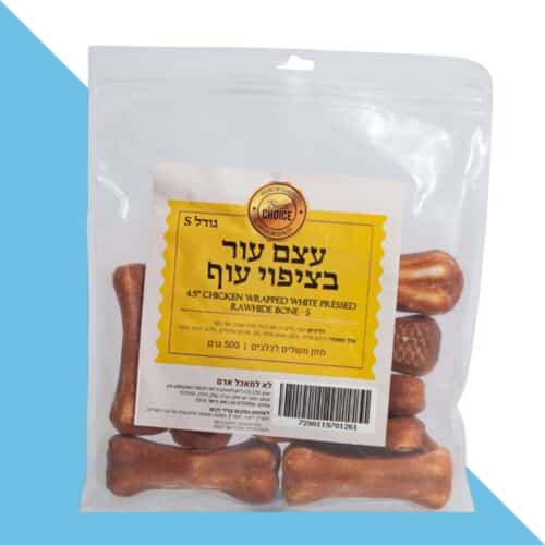 עצמות עור בקר בציפוי עוף 11 ס"מ 500 גרם