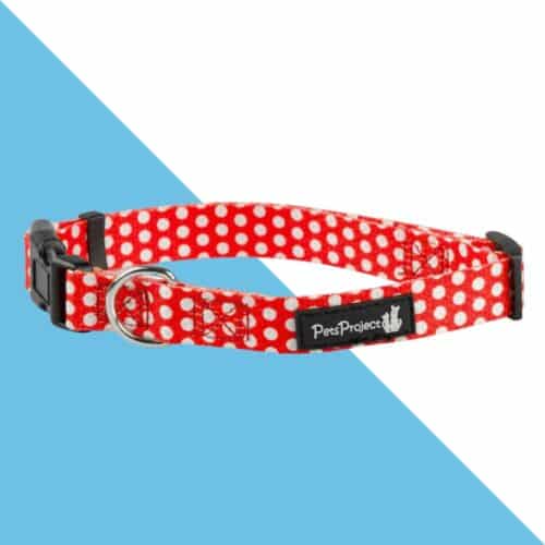 פטס פרוג'קט קולר מעוצב מבד - אדום מנוקד 4 מידות PetsProject