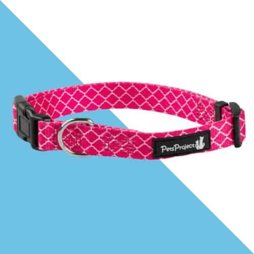 פטס פרוג'קט קולר מעוצב מבד - ורוד מעוינים 4 מידות PetsProject