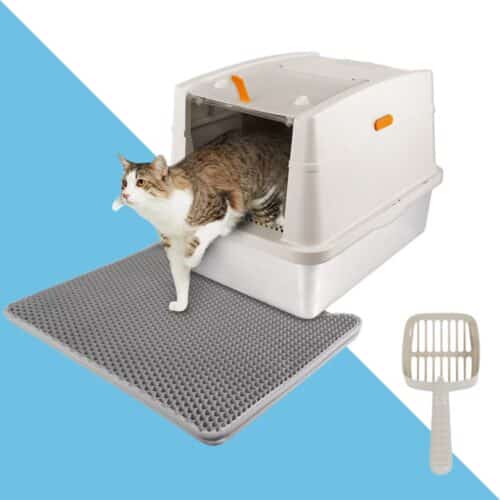 ארגז חול לחתול עם בסיס מנירוסטה + שטיח לאיסוף חול וכף AFP