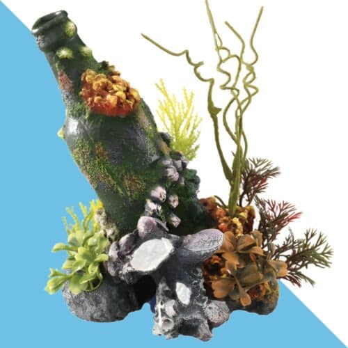 דקורציה לאקווריום בקבוק עם אבן אוויר 15/11.5/20 ס"מ
