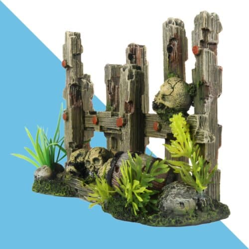 דקורציה לאקווריום גדר עם גולגלות 19.5/8/12.8 ס"מ