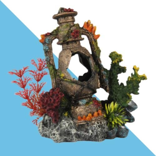 דקורציה לאקווריום חרס עתיק טבוע 14.5/9/16.7 ס"מ