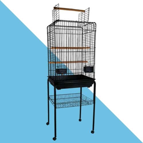 כלוב לתוכי האכלת יד עם עגלה- שחור 40/40/116 ס"מ