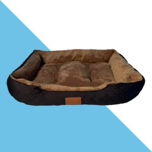 מיטה מפנקת מלבנית פרוותית לכלב צבע שחור וחום 110/80 ס"מ O&B