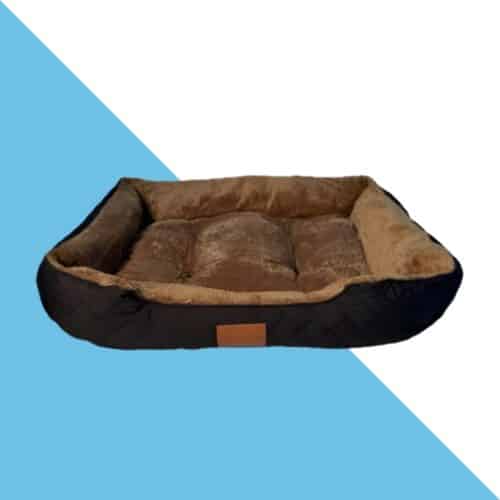 מיטה מפנקת מלבנית פרוותית לכלב צבע שחור וחום 80/60 ס"מ O&B