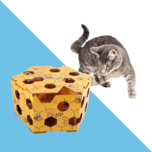 קופסת פאזל ומבוך חטיפים לחתול צורת כוורת afp