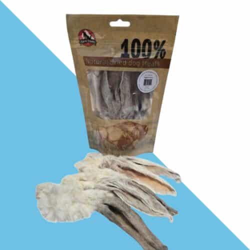 קרניבור חטיף טבעי לכלב - אוזני ארנב עם פרווה 5 יחידות