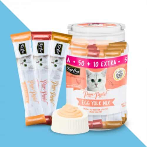 קיט קט שלוקים לחתול בצנצנת 60 יח'- חלמון ביצה 900 גרם Kit Cat