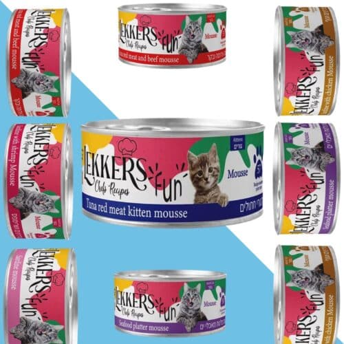 10 יח' לקרס מעדני מוס לחתול במגוון טעמים 185 גרם ליחידה Lekkers