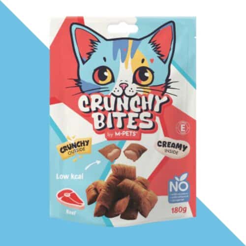 חטיף כריות קראנץ לחתול - טעם בקר 180 גרם M-PETS
