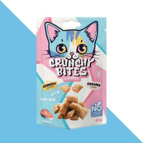 חטיף כריות קראנץ לחתול - טעם סלמון 60 גרם M-PETS