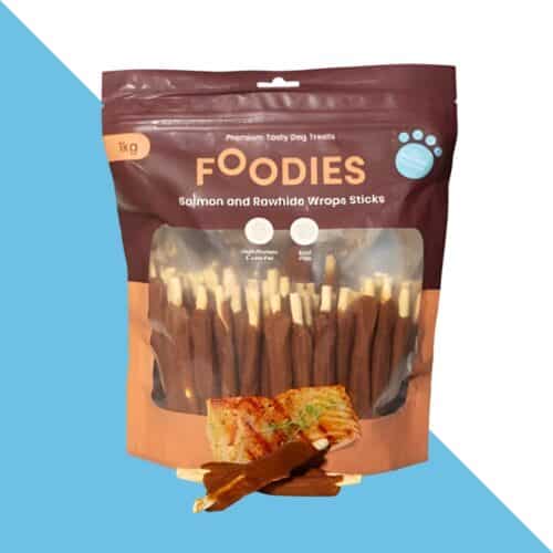 פודיז חטיפי סלמון על מקלות עור בקר 1 ק"ג FOODIES